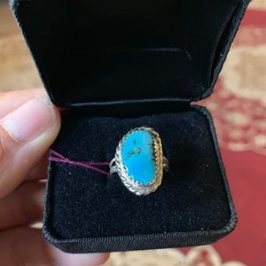 Sterling and blue diamond ring